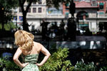 girl in a green dress