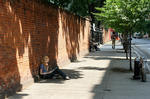 a girl on a wall